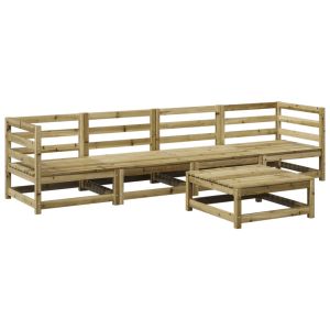 vidaXL juego de sofás de jardín 5 piezas madera de pino impregnada