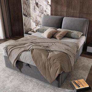 Cama com arrumação 140x200cm, estrado de ripas, 3 gavetas, cinzento