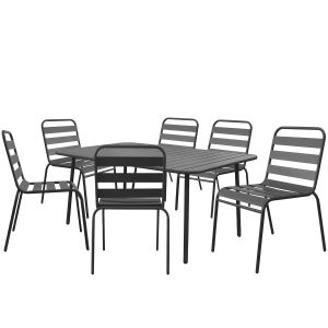 Conjunto de jantar de jardim em metal "bilbau" - 6 lugares - cinza