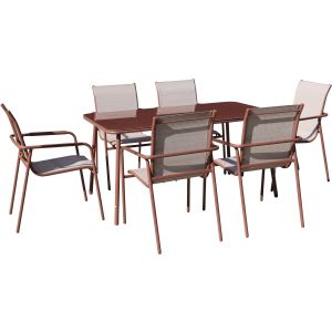 Conjunto de jardim para refeições em metal <<malaga>> - 6 lugares - terraco