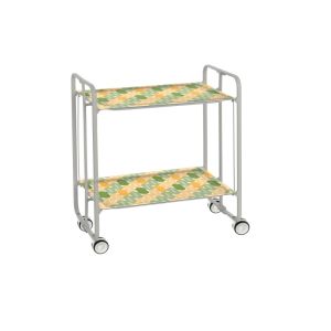 Carrinho de serviço dobrável bauhaus, armação de metal cinza, 2 bandejas