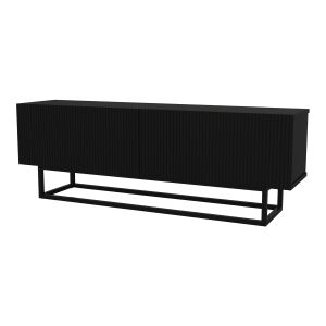 Móvel de tv verpsboga 2 portas base curta 135x32x47 cm - preto [en.casa]