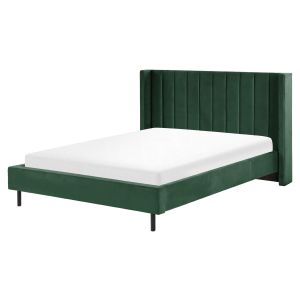 Cama veludo villette 160 x 200 cm verde escuro