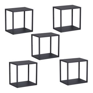 Conjunto de 5 prateleiras de parede em cubo nostened metal preto [en.casa]