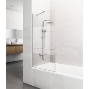 Painel fixo de banheira screen 150x85cm níquel frost + braço ajustável