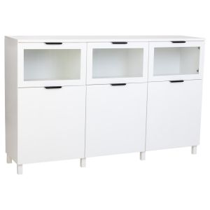 Aparador em madeira branca com 3 portas e 3 gavetas 180x42x114 cm