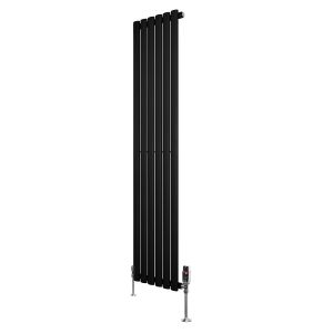 Radiador de coluna simples oval com válvulas – 1600 mm x 360 mm – preto