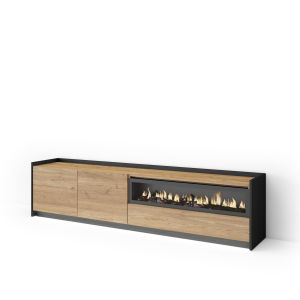 Móvel de tv, 207x37x50cm, lareira eléctrica, LED rf4850