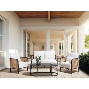 Conjunto de jardim com mesa 4 lugares montefalco metal branco