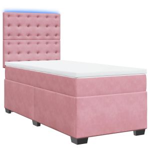 vidaXL cama box spring con colchón terciopelo rosa 100x200 cm
