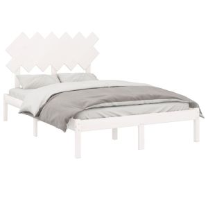 vidaXL estructura de cama doble de madera maciza blanco 135x190 cm