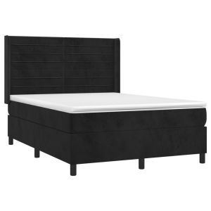 vidaXL cama box spring colchón y LED terciopelo negro 140x190 cm