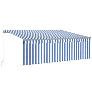 vidaXL toldo retráctil manual con persiana azul y blanco 4x3 m