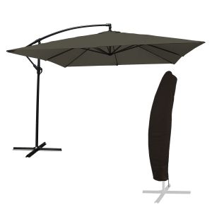Offset guarda-chuva molokai quadrado 2,7x2,7m cinza + tampa