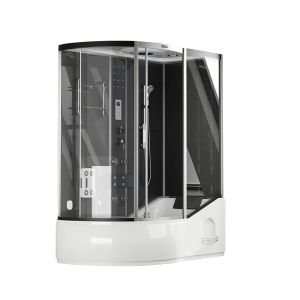 Ducha de vapor con hidromasaje allin 4in1 - 170 x 90 negro izquierda