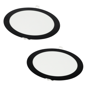 Pack x2 LED downlight 18w branco quente 3000k redondo quadro embutido preto