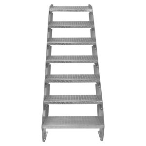 Escada galvanizada ajustável com 7 degraus de 600mm de largura