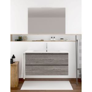 Móvel de banho ibiza, lavatório e espelho oak smoky 80x45cm