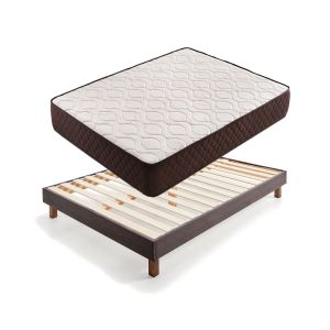Pack colchão e base de descanso estofada 90x200 cinza