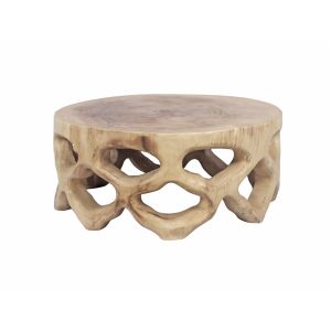 Mesa de centro em madeira suar, com 70 cm de diâmetro x 30 cm de altura.