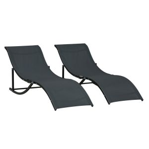 2 espreguiçadeiras dobrávei aluminum, texteline Outsunny