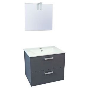 Ondee - móvel de casa de banho smart - 60cm - 2 gavetas -  cinzento