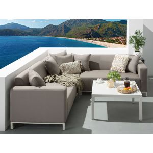 Sofá de jardim de canto com mesa 5 lugares belize creme à direita