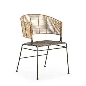 Cadeira 56x53x81 em metal preto, marrom
