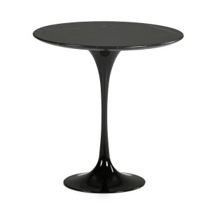 Mesa lateral 50x50x50 em mármore preto, alumínio preto