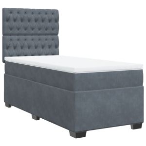vidaXL cama box spring con colchón terciopelo gris oscuro 90x190 cm