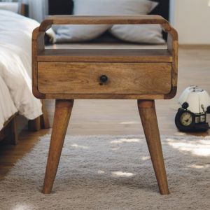 Artisan furniture mesa newton, 1 gaveta e prateleira, carvalho claro
