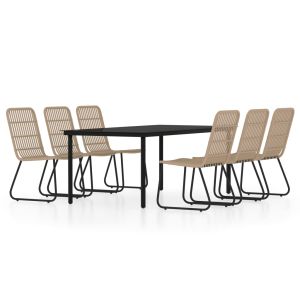 vidaXL juego de comedor para jardín 7 piezas color roble