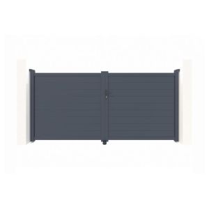 Portão giratório ajustável eiger h.160cm em alumínio cinza, 3m de largura