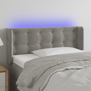 Cabeceira de cama c/ luzes LED veludo 93x16x78/88cm cinza-claro ptob2015