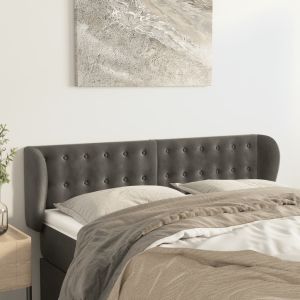 Cabeceira de cama c/ abas veludo 147x23x78/88cm cinzento-escuro ptob2113