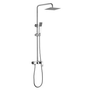 Kibath coluna chuveiro quadrada extra longa monocomando 100-150cm cromada