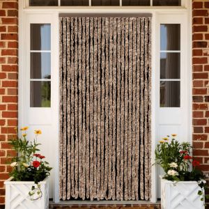 Cortina anti-insetos 100x200 cm chenille bege e castanho-escuro pt5222
