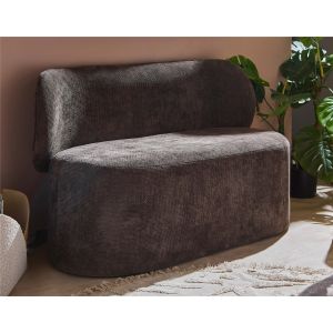 Sofá de iaque, 2 peças, chenille marrom grosso, 120 cm. 120x55x73 cm