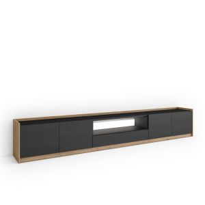 Móvel de tv, 310x37x50cm, preto e carvalho, LED rf4911
