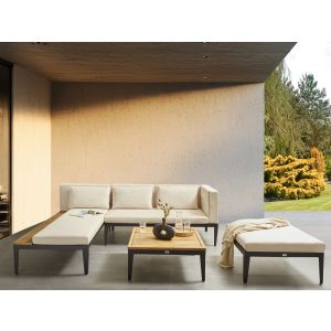 Conjunto lounge madeira de acácia certificada creme bracciano