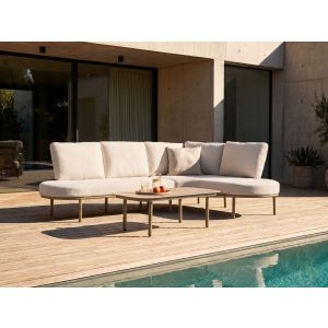 Sofá de jardim com mesa 4 lugares pollina metal castanho