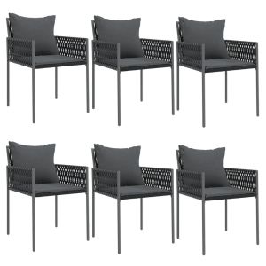 vidaXL sillas jardín y cojines 6 uds ratán sintético negro 54x61x83 cm