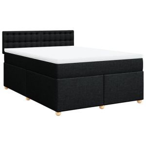 vidaXL cama box spring con colchón tela negro 140x190 cm