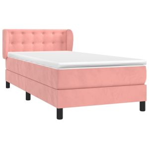 vidaXL cama box spring con colchón terciopelo rosa 100x200 cm