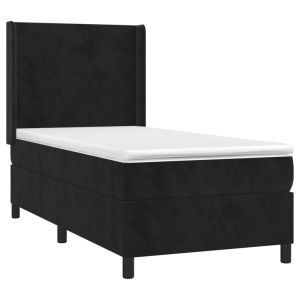 vidaXL cama box spring con colchón terciopelo negro 90x200 cm