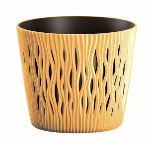 Vaso de plástico redondo sandy round em cor mostarda 26,2 x26,2x22,2 cm