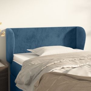 Cabeceira de cama c/ abas veludo 93x23x78/88 cm azul-escuro ptob7993