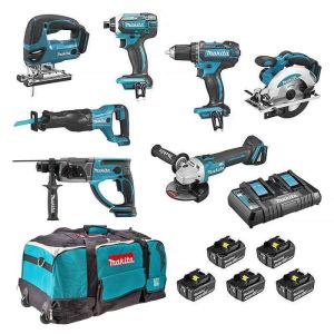 Kit 7 máquinas Makita 18v ddf482 dtd152 dga504 dss610 dhr202