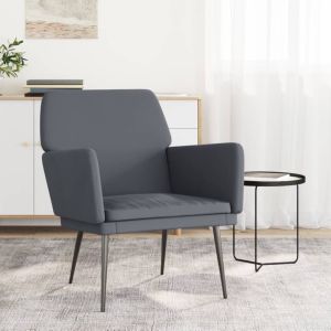 Cadeira c/ apoio de braços 62x79x79 cm veludo cinzento-escuro pt8750