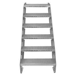 Escada galvanizada ajustável com 6 degraus de 600mm de largura